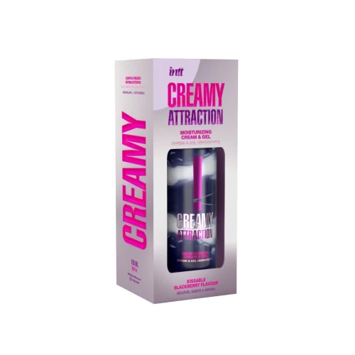 На фото увлажняющий крем-гель 2в1 Intt Creamy Attraction Blackberry 100мл для всего тела, вкус ежевик