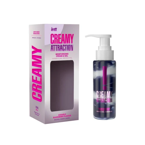 На фото увлажняющий крем-гель 2в1 Intt Creamy Attraction Blackberry 100мл для всего тела, вкус ежевики