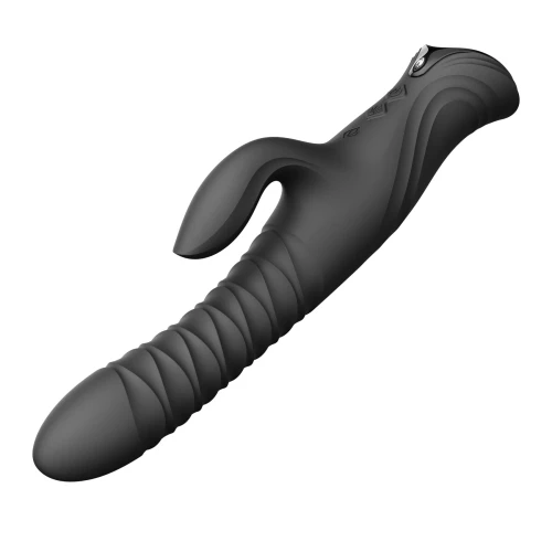 На фото смарт пульсатор-кролик з вібрацією Zalo Mose 2 Obsidian Black, підігрів до 42 °C, кристал Swarovski 