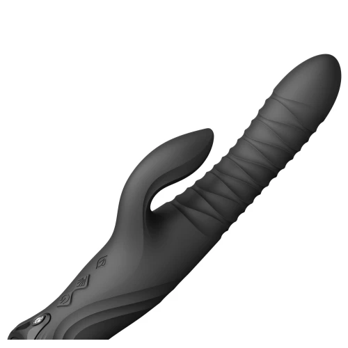 На фото смарт пульсатор-кролик з вібрацією Zalo Mose 2 Obsidian Black, підігрів до 42 °C, кристал Swarovski 