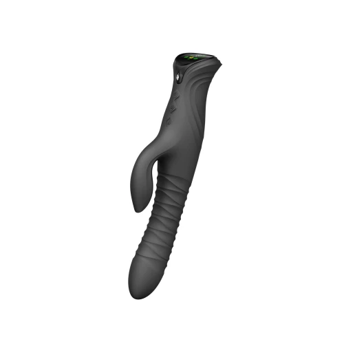 На фото смарт пульсатор-кролик з вібрацією Zalo Mose 2 Obsidian Black, підігрів до 42 °C, кристал Swarovski 