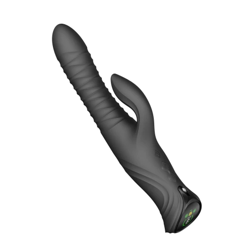 На фото смарт пульсатор-кролик з вібрацією Zalo Mose 2 Obsidian Black, підігрів до 42 °C, кристал Swarovski 