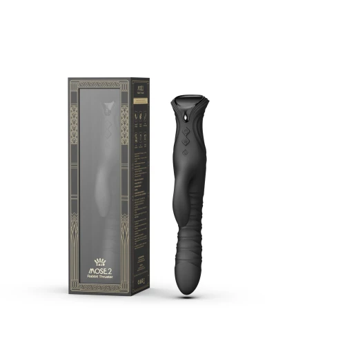 На фото смарт пульсатор-кролик з вібрацією Zalo Mose 2 Obsidian Black, підігрів до 42 °C, кристал Swarovski 