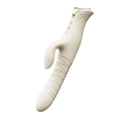 На фото смарт пульсатор-кролик с вибрацией Zalo Mose 2 Ivory White, подогрев до 42 °C, кристалл Swarovski