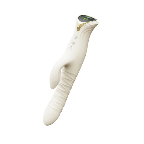 На фото смарт пульсатор-кролик с вибрацией Zalo Mose 2 Ivory White, подогрев до 42 °C, кристалл Swarovski