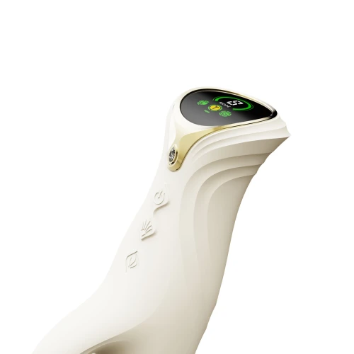 На фото смарт пульсатор-кролик с вибрацией Zalo Mose 2 Ivory White, подогрев до 42 °C, кристалл Swarovski