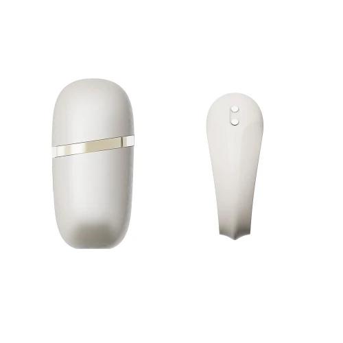 На фото ерекційне смарт-віброкільце Zalo Apis Ivory White, до 4 годин роботи, зарядний кейс 