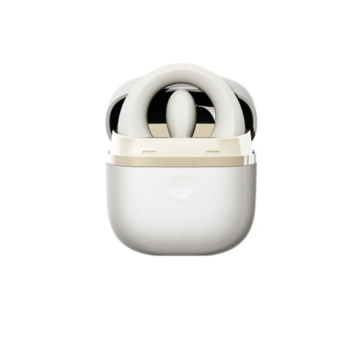 На фото ерекційне смарт-віброкільце Zalo Apis Ivory White, до 4 годин роботи, зарядний кейс 