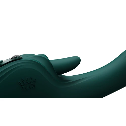 На фото смарт-вібратор Zalo Ares Turquoise Green, підігрів, 3 мотори, язичок для клітора, стимуляція точки G 