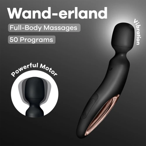  На фото вібромасажер Satisfyer Wand-erland (Black/Rosegold) 