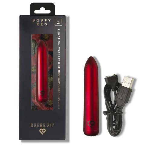 На фото віброкуля Rocks Off Bullet Poppy Red 16 Settings 