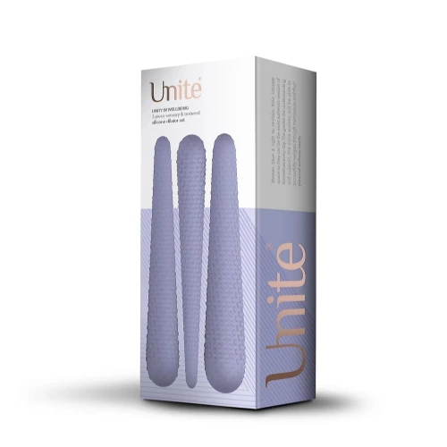 На фото система відновлення при вагінізмі Unite Silicone Dilators Set для зняття спазмів під час введення 