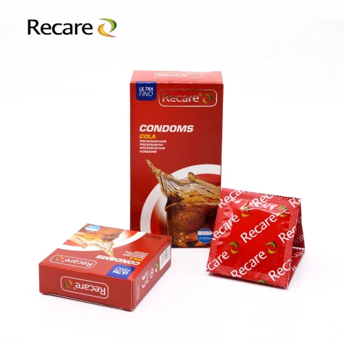 На фото презервативы Recare Cola Dotted&Ribbed Condoms 3 шт, с пузырями и ребрами, аромат коллы