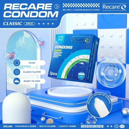 На фото презервативы Recare Classic Condoms 3 шт.