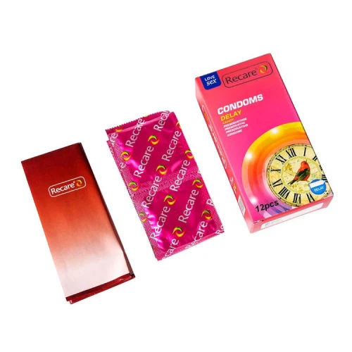 На фото презервативи Recare Delay Candy Condoms 12 шт, пролонгувальний ефект, цукерковий аромат 