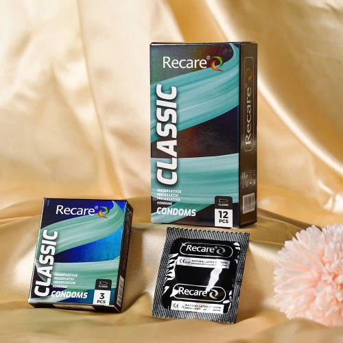 На фото презервативи Holographic Recare Classic Condoms 3 шт, класичні 