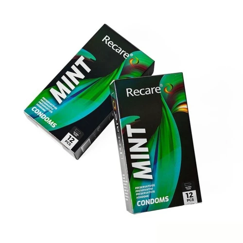 На фото презервативы Holographic Recare Ultra Thin Mint Condoms 12шт, ультратонкие, аромат: мята