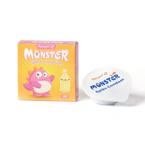 На фото насадка на член Recare Pink Monster Spike Condom (презерватив с шариками и усиками