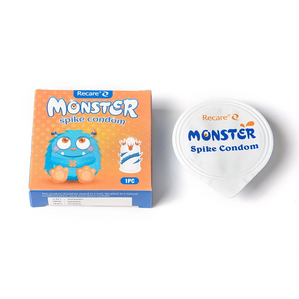 Презерватив з вусиками та спіраллю шипів Blue Monster Spike
