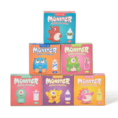 На фото насадка на член Recare Red Monster Spike Condom (презерватив с рядами шипов)