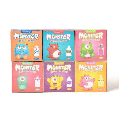 На фото насадка на член Recare Red Monster Spike Condom (презерватив с рядами шипов)