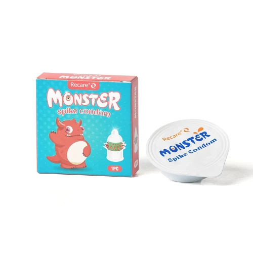 На фото насадка на член Recare Red Monster Spike Condom (презерватив с рядами шипов)