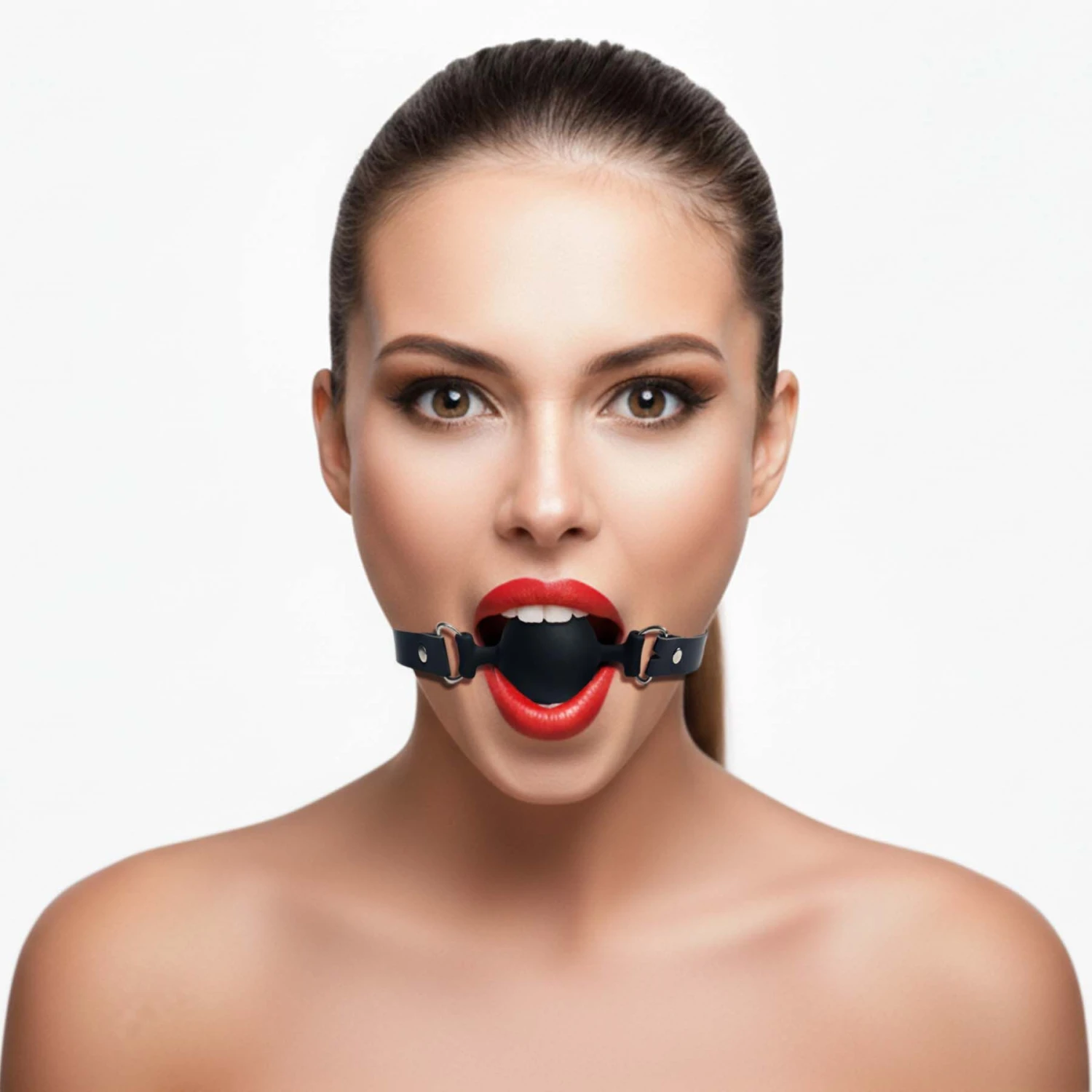 Кляп силиконовый Art of Sex - Balls, экокожа, черный