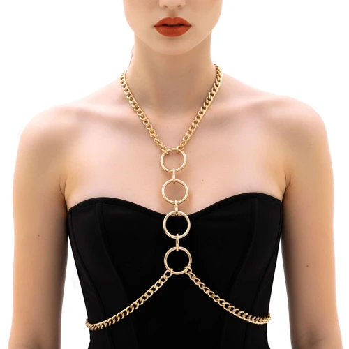 На фото металева портупея Art of Sex - Mango, колір золото, XS-2XL 