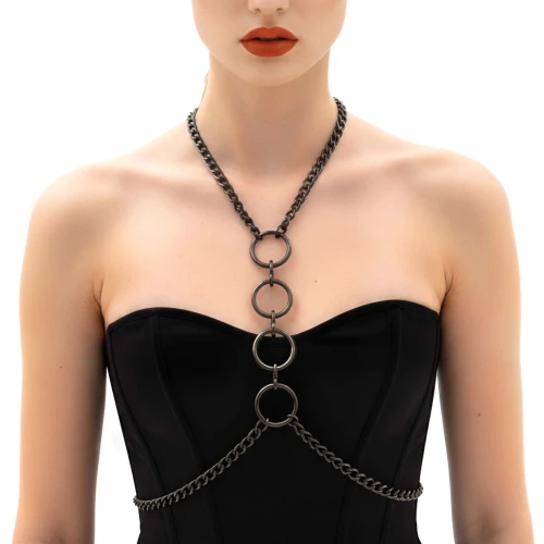 На фото металева портупея Art of Sex - Mango, колір чорний, XS-2XL 