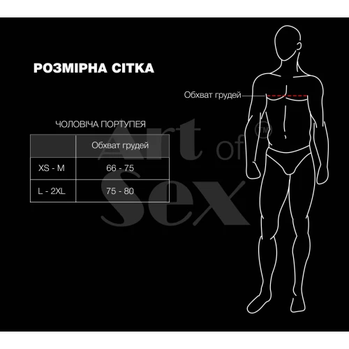 На фото чоловіча портупея Art of Sex - Spartacus, екошкіра, колір чорний, розмір XS-M 