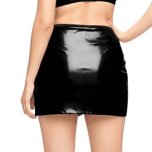 На фото лакированная сексуальная юбка Art of Sex – Malibu, цвет черный, L-2XL