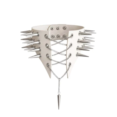 Чокер Art of Sex Ariadne, білий, натуральна шкіра, XS-M