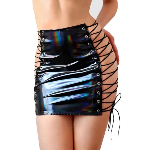 Юбка шнуровка Art of Sex Molly черная голограмма. L-2XL