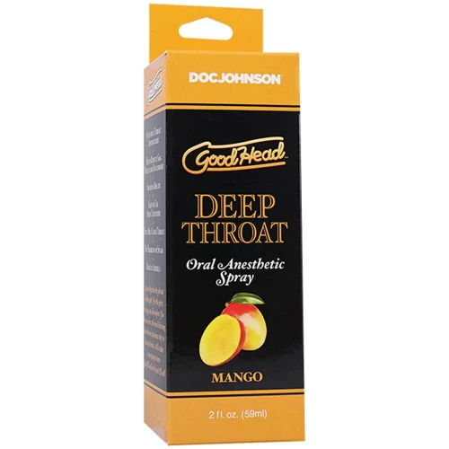 На фото спрей для минета Doc Johnson GoodHead DeepThroat Spray Mango 59 мл для глубокого минет