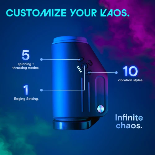 На фото смарт-мастурбатор Kaotik Labs The Shotty, режим edging, вибрация, вращение и имитация фрикций