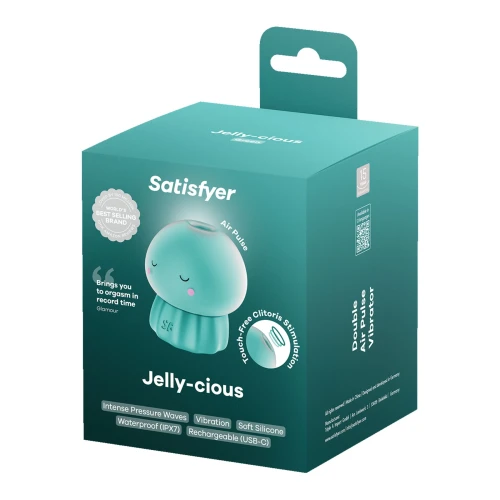 На фото вакуумний кліторальний стимулятор Satisfyer Jelly-cious Green 