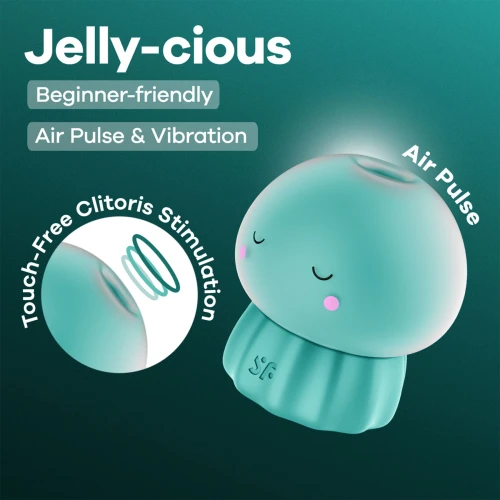 На фото вакуумний кліторальний стимулятор Satisfyer Jelly-cious Green 
