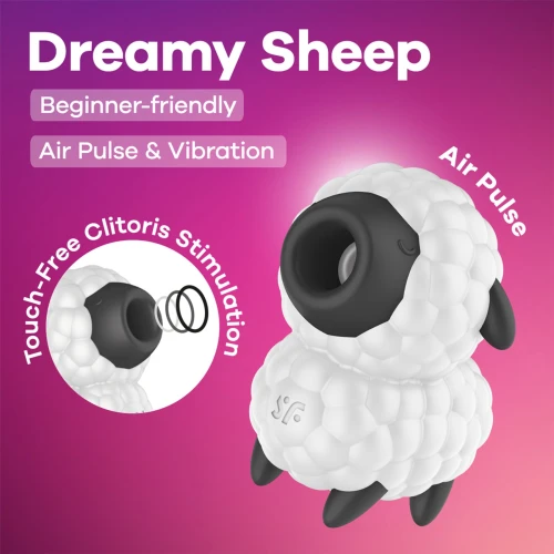 На фото вакуумний кліторальний стимулятор Satisfyer Dreamy Sheep 