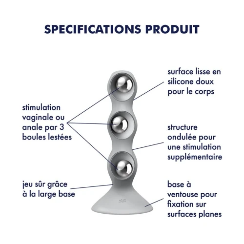 На фото анальний стимулятор-намистини Satisfyer Triple Ball-R Grey 