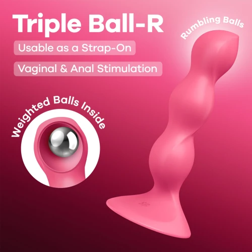 На фото анальний стимулятор-намистини Satisfyer Triple Ball-R Red 