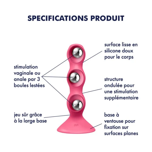 На фото анальний стимулятор-намистини Satisfyer Triple Ball-R Red 