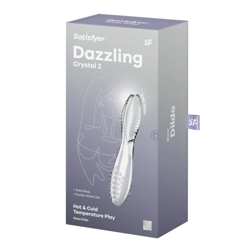 На фото двухсторонний стеклянный дилдо Satisfyer Dazzling Crystal 2 Transparent