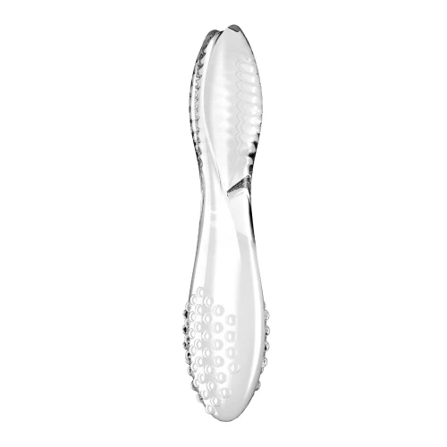 На фото двухсторонний стеклянный дилдо Satisfyer Dazzling Crystal 2 Transparent