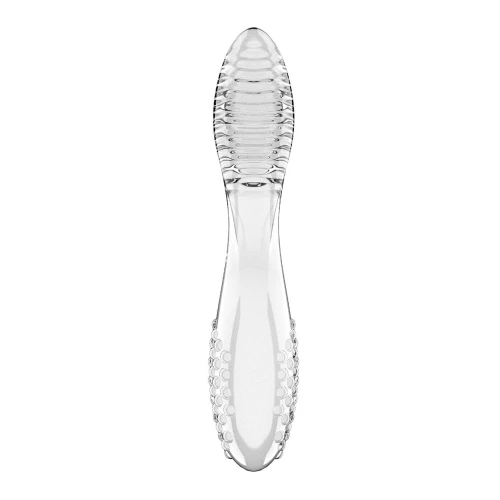 На фото двухсторонний стеклянный дилдо Satisfyer Dazzling Crystal 2 Transparent