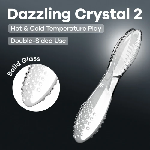 На фото двухсторонний стеклянный дилдо Satisfyer Dazzling Crystal 2 Transparent