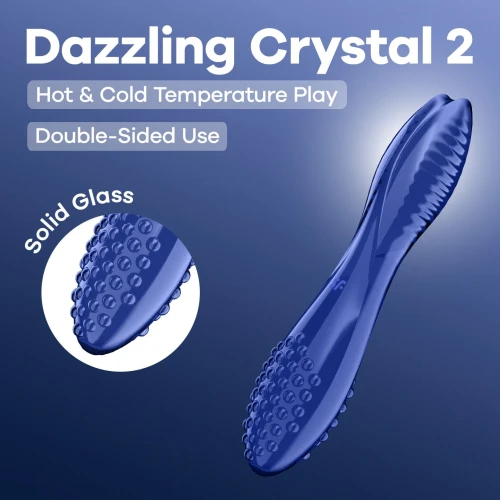 На фото двосторонній скляний дилдо Satisfyer Dazzling Crystal 2 Blue 