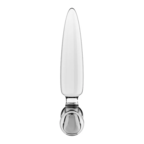 На фото трехсторонний стеклянный дилдо Satisfyer Triple Crystal 1 Transparent