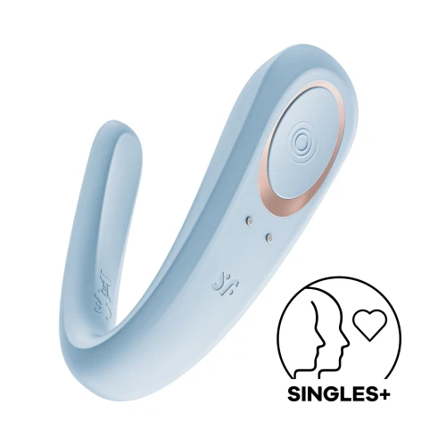На фото вібратор для пар Satisfyer Double Classic Light Blue з одним моторчиком 