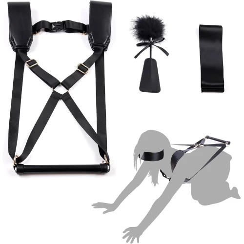 На фото БДСМ-набір LOCKINK YEAHWOW Black Doggy Style Saddle set 