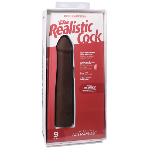На фото фаллоимитатор Doc Johnson The Realistic Cock ULTRASKYN - 9 Inch Chocolate